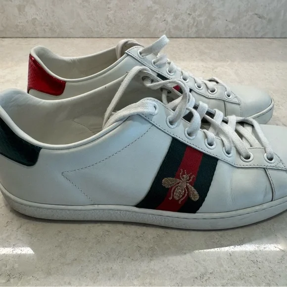 White Sneakers with Red and Green Stripes